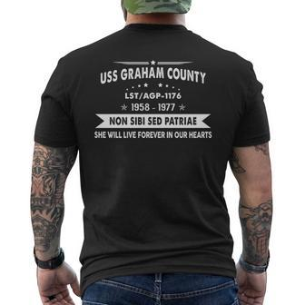 Uss Graham County Lst 1176 Agp Men's T-shirt Back Print | Mazezy