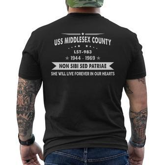 Uss Middlesex County Lst Men's T-shirt Back Print | Mazezy