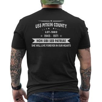Uss Pitkin County Lst Men's T-shirt Back Print | Mazezy