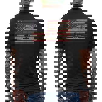 Uss Wisconsin Bb-64 Battleship Usa American Flag Mens Back Print T-shirt - Thegiftio