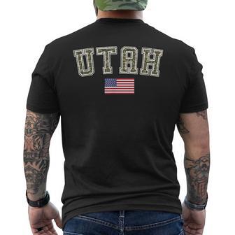 Utah Camo University College State American Flag Men's T-shirt Back Print - Monsterry AU