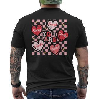 Valentine You Are Loved Worthy Enough Candy Heart Teacher Men's T-shirt Back Print - Monsterry AU