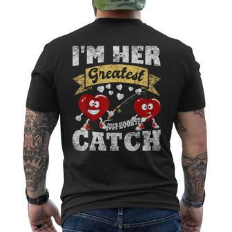 Valentines Day For Him & Her Matching Couples Fishing Men's T-shirt Back Print - Monsterry