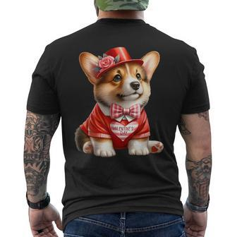 Valentines Day Corgi Heart Couples Love Corgi Dog Lovers Men's T-shirt Back Print - Seseable