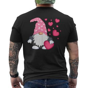 Valentine's Day Gnome Love Holding Red Heart Men's T-shirt Back Print | Mazezy