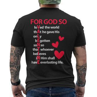 Valentine's Day For God So Loved The World Valentine Men's T-shirt Back Print - Monsterry CA