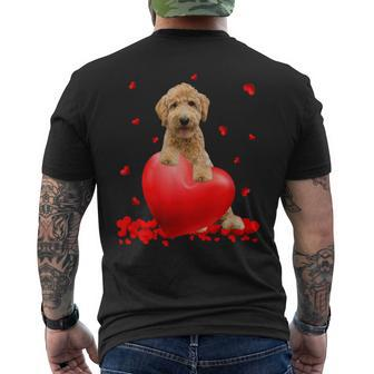 Valentines Day Golden Doodle Heart Dog Lovers Men's T-shirt Back Print - Monsterry