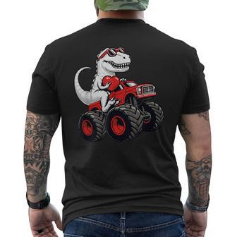 Valentines Day T Rex Riding Monster Truck Toddler Boys Men's T-shirt Back Print | Mazezy