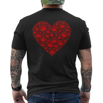 Valentines Day Weed Leaf Heart Weed Lover Marijuana Men's T-shirt Back Print - Monsterry UK