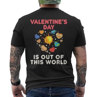 Valentine's Day Is Out Of This World Heart Planets Space Men's T-shirt Back Print - Monsterry AU