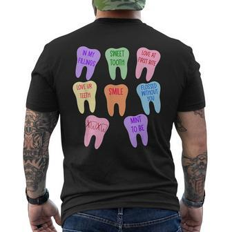 Valentines Dentist Dental Hygienist Tooth Candy Conversation Men's T-shirt Back Print - Seseable