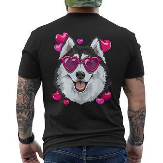 Valentines Siberian Husky Dog Face Heart Husky Lover Men's T-shirt Back Print - Monsterry