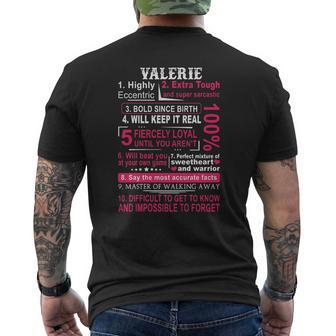 Valerie Highly Eccentric Extra Tough And Super Sarcastic Bold Since Birth Shirt Mens Back Print T-shirt - Thegiftio UK