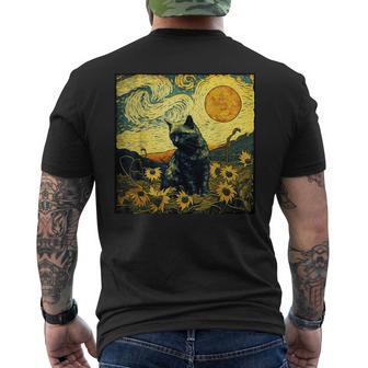 Van Gogh Cat T-Shirt mit Rückendruck - Seseable