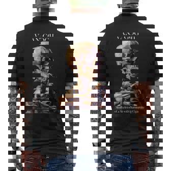 Van Gogh Cráneo Con Un Cigarrillo Ardiente Pintura Esqueleto Camiseta Hombre Estampado Espalda - Regaloses