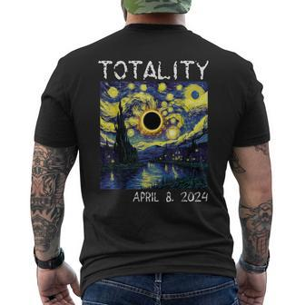 Van Gogh Starry Night Solar Eclipse 2024 Totality April 8 Men's T-shirt Back Print | Mazezy