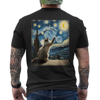 Van Gogh Starry Night Style Artistic Ragdoll Cat Men's T-shirt Back Print - Monsterry AU