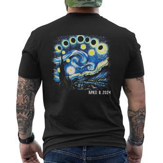 Van Gogh Total Solar Eclipse April 8Th 2024 Men's T-shirt Back Print - Seseable