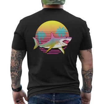 Vaporwave Shark Retro 80'S 90'S Aesthetic Sunrise Graphic Men's T-shirt Back Print - Monsterry DE
