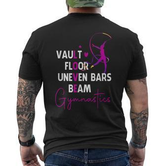 Vault Floor Uneven Bars Balance Beam Gymnastics Athlete Men's T-shirt Back Print - Monsterry