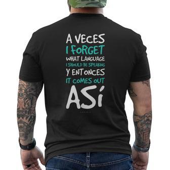 A Veces I Forget What Language Spanish Men's T-shirt Back Print - Monsterry DE