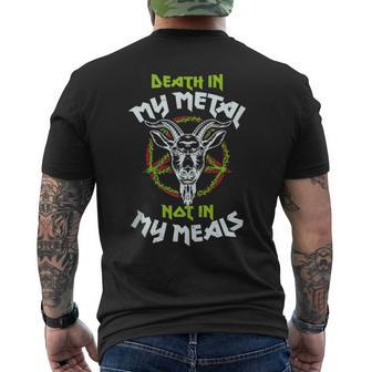 Vegan Metal Death In My Metal Not In My Meals Veganism Men's T-shirt Back Print - Monsterry