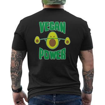 Vegan Power Avocado S Workout Vegetarian Avocados Mens Back Print T-shirt | Mazezy
