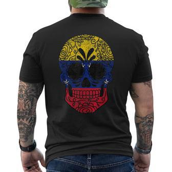 Venezuela Flag Sugar Skull Venezuelan Vintage Men's T-shirt Back Print - Monsterry UK