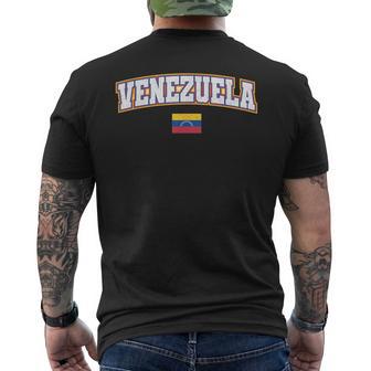 Venezuela Varsity World Flag Weathered Men's T-shirt Back Print - Monsterry AU