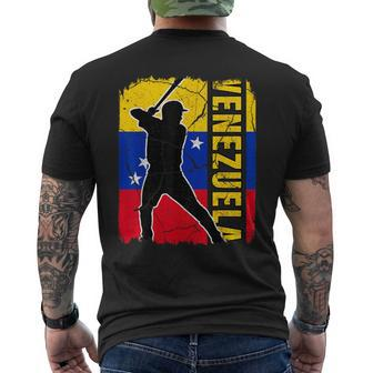Venezuelan Baseball Player Venezuela Flag Baseball Fans Men's T-shirt Back Print - Seseable