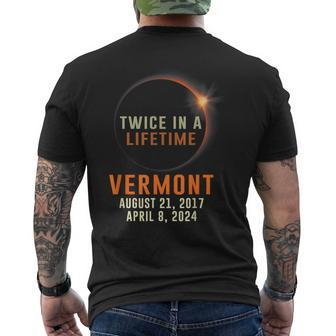 Vermont Total Solar Eclipse 2024 Twice In A Lifetime Men's T-shirt Back Print - Monsterry UK