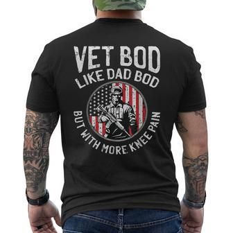 Vet Bod Like Dad Bod Veteran Army Military Usa Flag Men's T-shirt Back Print - Monsterry CA