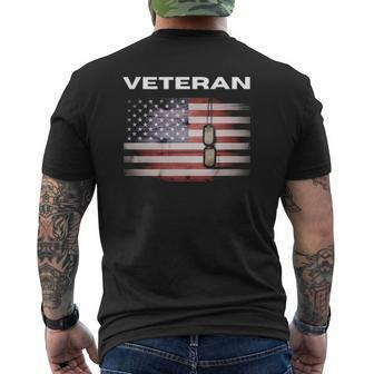 Veteran With American Flag & Dog Tags Mens Back Print T-shirt | Mazezy CA