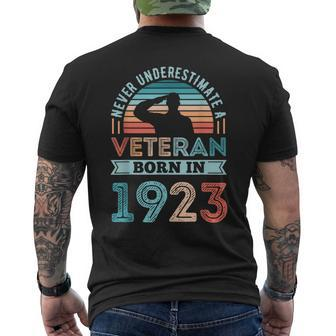 Veteran Born In 1923 100Th Birthday Military Men's T-shirt Back Print - Monsterry DE