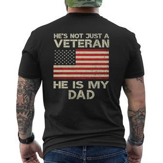 Veteran He Is My Dad American Flag Veterans Day Mens Back Print T-shirt | Mazezy