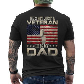 Veteran He Is My Dad American Flag Veterans Day Men's T-shirt Back Print - Monsterry