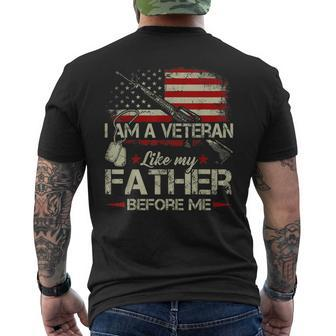 I Am A Veteran Like My Father Before Me Flag Usa Men's T-shirt Back Print - Monsterry