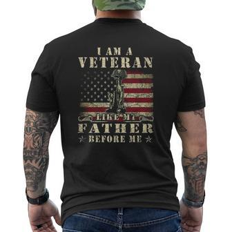 I Am A Veteran Like My Father Before Me Patriotic Mens Back Print T-shirt | Mazezy