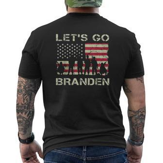 Veteran Let's Go Brandon American Flag Mens Back Print T-shirt | Mazezy