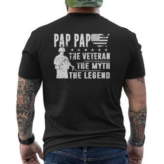 Veteran Pap Pap The Myth The Legend Mens Back Print T-shirt | Mazezy
