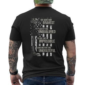 Veteran We Sent Our Bravest Led By The Unqualified To Do The Impossible American Flag Mens Back Print T-shirt | Mazezy DE