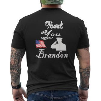 Veteran Thank You Brandon Let's Go Brandon American Flag Mens Back Print T-shirt | Mazezy DE