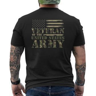 Veteran Of The United States Army Camouflage Us Flag Veteran Mens Back Print T-shirt | Mazezy