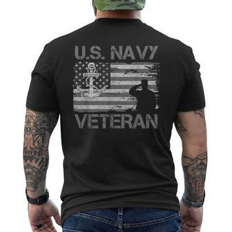 Veteran Of Us Navy Usa Flag Vintage Us Navy Men's T-shirt Back Print - Monsterry