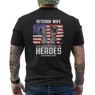 Veteran Wife Most People Never Meet Their Heroes I Married Tee Mens Back Print T-shirt | Mazezy