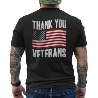 Veterans Day American Flag Theme Thank You Veterans Mens Back Print T-shirt | Mazezy