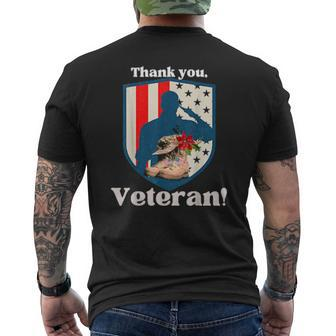 Veterans Day Military Boots Thank You Veteran Flag Mens Back Print T-shirt | Mazezy