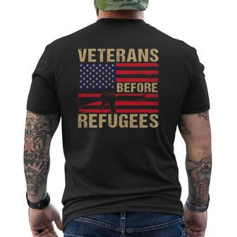 Veterans Before Refugees Military Happy Veterans Day Mens Back Print T-shirt | Mazezy