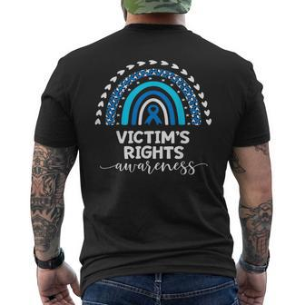 Victims Rights Awareness Victim Of Crime Blue Ribbon Rainbow Men's T-shirt Back Print - Seseable