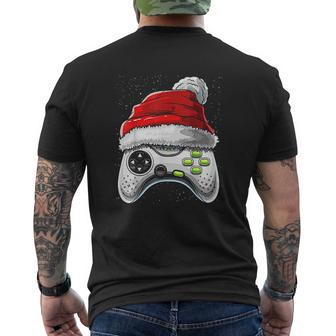 Video Game Controller Christmas Santa Hat Gamer Boys Mens Back Print T-shirt - Seseable